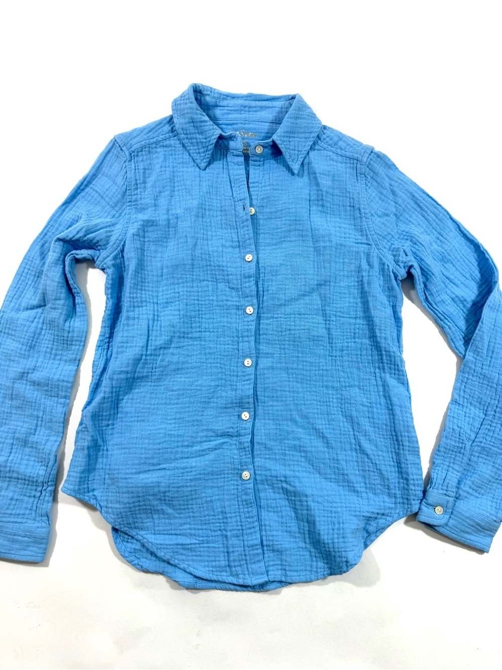 Lilly Pulitzer Geanie Button Front Shirt Frenchie Blue Muslin Gauze